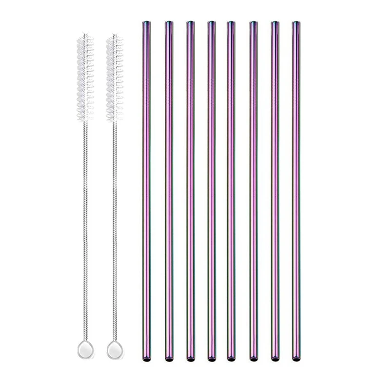 Eco-Friendly Reusable Stainless Steel Drinking Straws Set with Cleaner Brushes