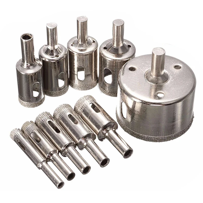 10Pcs 8-50mm Diamond Tool Drill Bit Hole Saw Cutter Glass For Tile Marble Glass