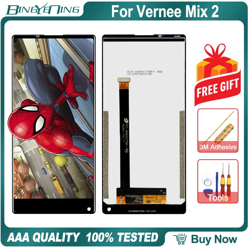 

100% Original For Vernee Mix 2 LCD&Touch screen Digitizer with frame display Screen module accessories Assembly Replacement Tool
