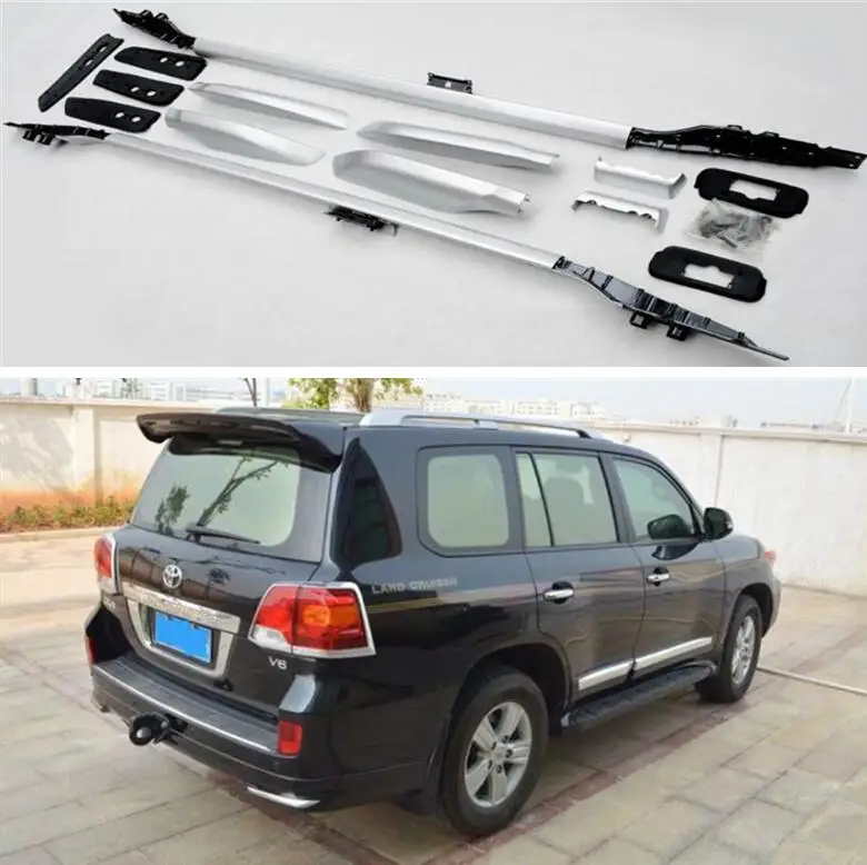 Aluminum Alloy Screw Installation Top Roof Rack Rail Luggage For Toyota Land Cruiser 200 LC200 2008- 2021 (Black /Silver) | Автомобили и