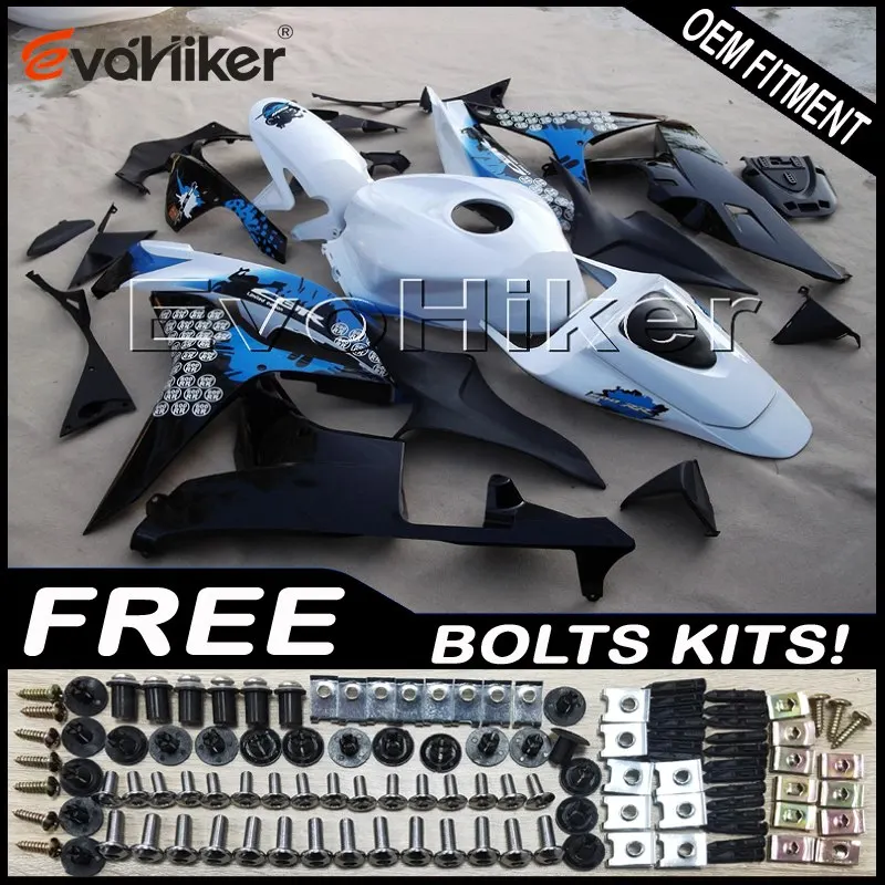 Капот мотоцикла на заказ для CBR600RR 2007-2008 F5 07 08 ABS обтекатель мотоциклетные панели литьевой формы синий серебристый+ подарки - Цвет: L