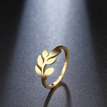 New Creative Simple Leaf Design Stainless Steel Gold and Silver Color Jewelry