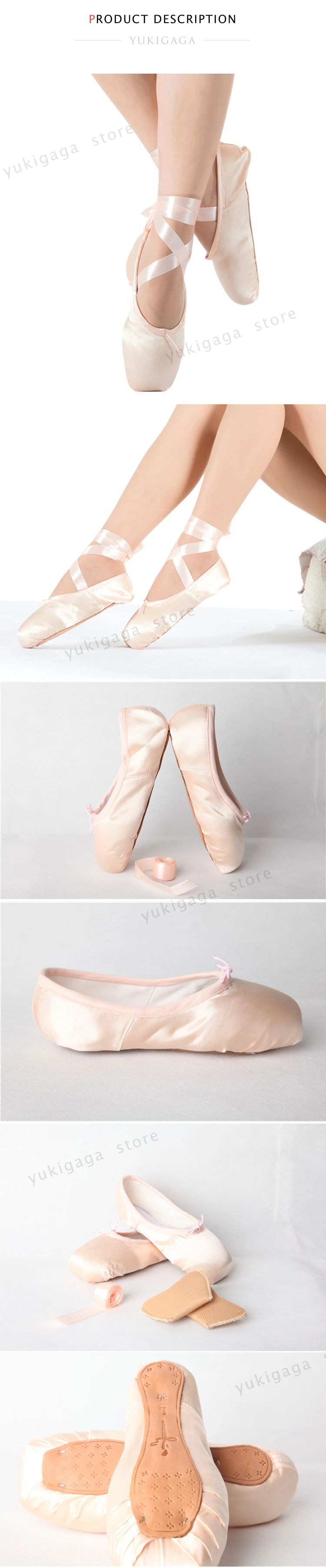 Yukigaga Professional Ballet Pointe Shoes Canvas Satin Pink Red Ballerina Shoes For Dancing Performance With Ballet Toe Pad a09e