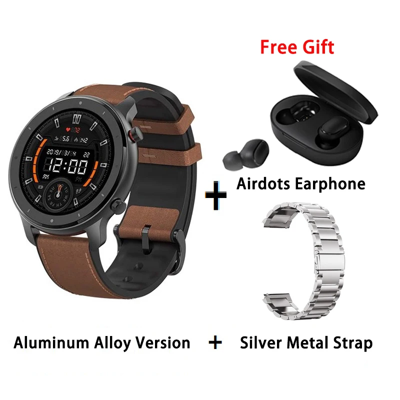 [Глобальная версия] Huami Amazfit GTR 47 мм 42 мм gps Смарт часы мужские 5ATM водонепроницаемые Смарт часы 24 дня батарея - Цвет: A add silver metal