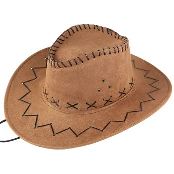 

String Cowhide cowboy Unisex Adult West Sunscreen Cowboy Hat Brown Mongolian Hat Grassland Sunshade Cap czapka zimowa damska