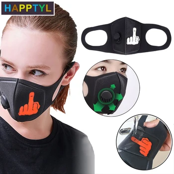 

HAPPTYL Pollution Mask Middle Finger Anti Air Dust and Smoke Pollution Mask with Adjustable Straps and Washable Respirator Mask
