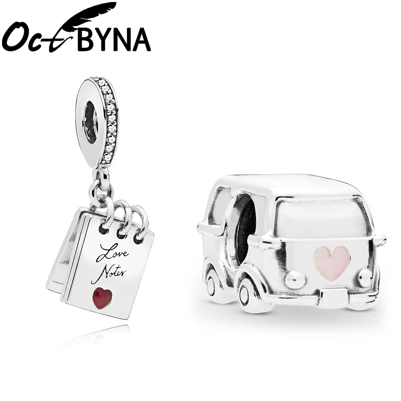 Gran venta Octbyna-Cuentas de viaje para coche y colgante de nota de amor para pulseras Pandora originales, collar para mujer, Niña y niño, fabricación de joyería AANdBaOej