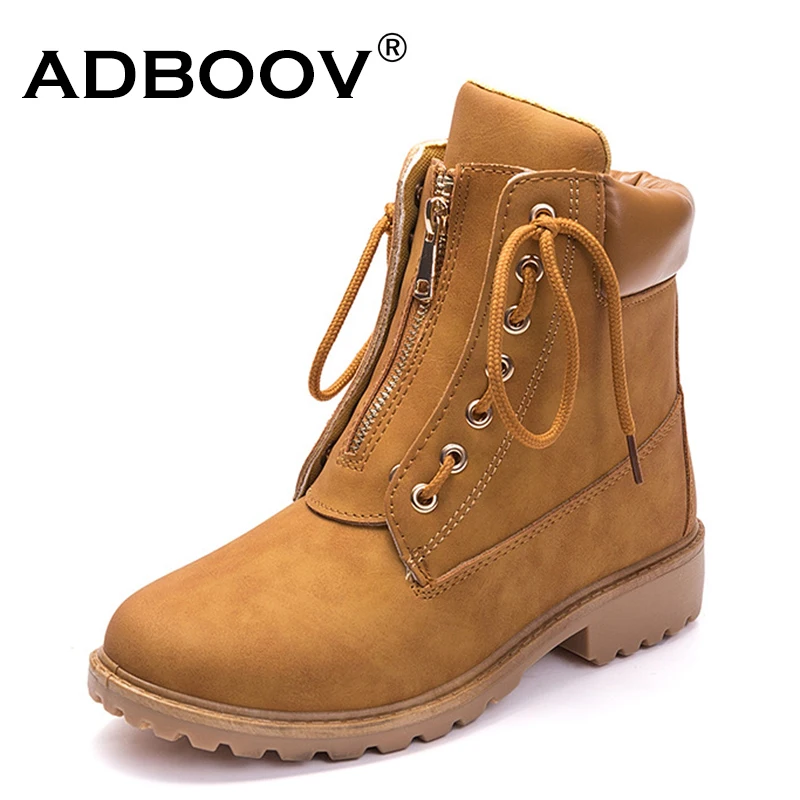 

ADBOOV 2019 Suede Ankle Boots Women Fall Winter Shoes Women Martens Motorcycle Flat Platform Boots Botas Mujer