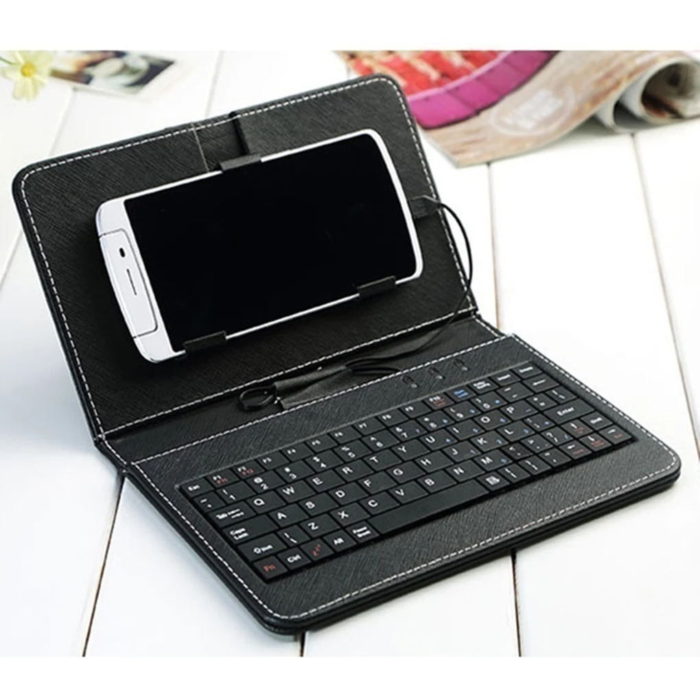 

New Portable PU Leather Wireless Keyboard Case for Andriod Protective Mobile Phone with Bluetooth Keyboard For 4.8-6inch Phone