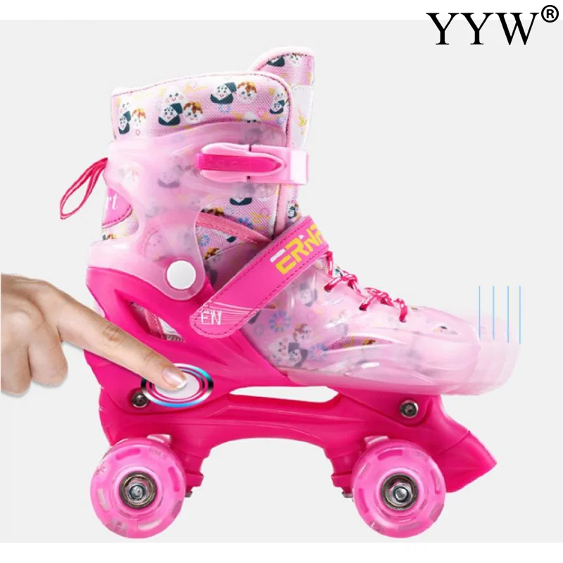 Boys Girls Kids Skates Children Roller Skates Skating Shoes Sliding Adjustable Quad Sneakers 4 Wheels 2 Row Line Outdoor kids roller shoes