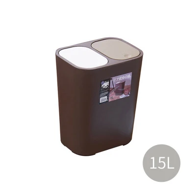 Dark coffee color Baffect 15L мусорное ведро кухня гостиная сухая и влажная разделительная мусорная банка пластиковые отходы Ведерко для мусора кухня компост Caddy - Цвет: Dark coffee color