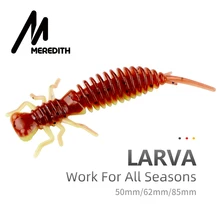 Meredith larva iscas macias 50mm 62mm 85mm iscas artificiais de pesca sem-fim silicone baixo pique minnow swimbait jigging iscas de plástico(China)