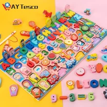 Figurines en bois pour enfants d'âge préscolaire, jouets en forme de calmar, Alphabet numérique, jeu éducatif pour jouer