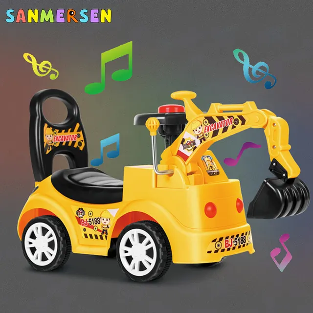 Baby Large Excavator Ride On Toy Balance Walker Simulation Electric Excavator With Music Toys Gift for 2-6 Years Old Kids Toy 2