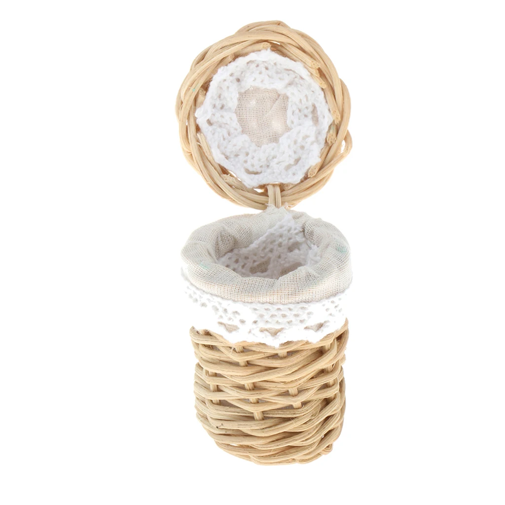 1/12 Dollhouse Miniature Handmade Bamboo Basket Doll House Decor Ornaments Dollhouse Accessories