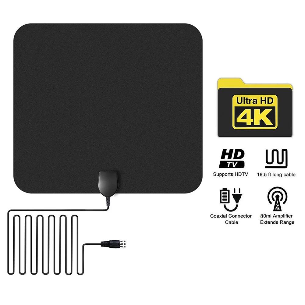 Крытый с усилителем 50 милей диапазон HD tv портативный легко установить 1080P сигнал приема домашняя цифровая ТВ антенна