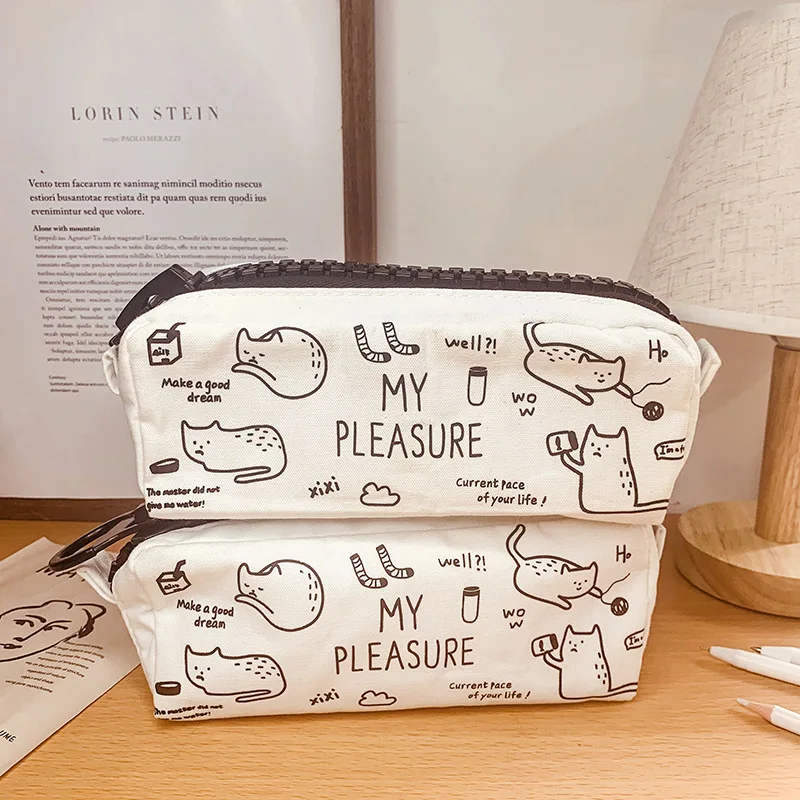 

Simple Cute Cat Pattern Children School Stationery Pencil Case Storage Bag Novelty Pencil Bag Kawaii Stationery Girl Gift Supply