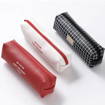 

Fashion Sample Lattice Pencil Case For Girls Cute PU Pen Bag Box Waterproof Stationery Pouch gift School Supplies Zakka Escolar