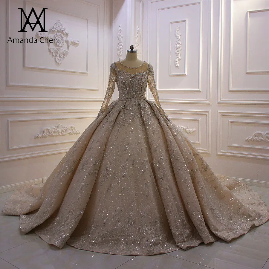 Свадебное платье с длинными рукавами и кружевной аппликацией mariage | Свадьбы