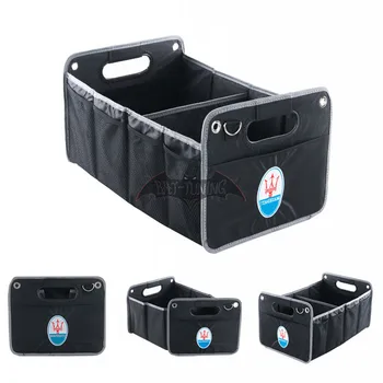 

1X Rear Trunk Storage Box For Maserati Quattroporte Ghibli Levante Trident Emblem Foldable Large Capacity Organizer Trunk Bag