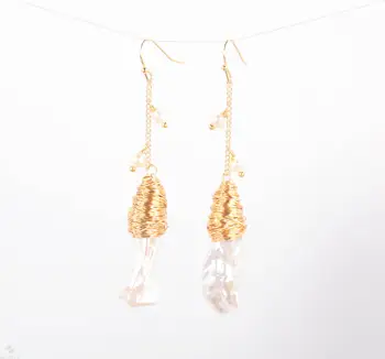 

White Baroque Pearl Long Section Earring 18k Hook Jewelry Mesmerizing Dangle Irregular Women Classic Aurora Earbob