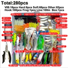 33/56/104/106/109/122/142/166/280 шт. рыболовные приманки набор ложка с крючками приманки Minnow Pilers жесткая приманка комплект в коробке рыболовные Шестерни аксессуары