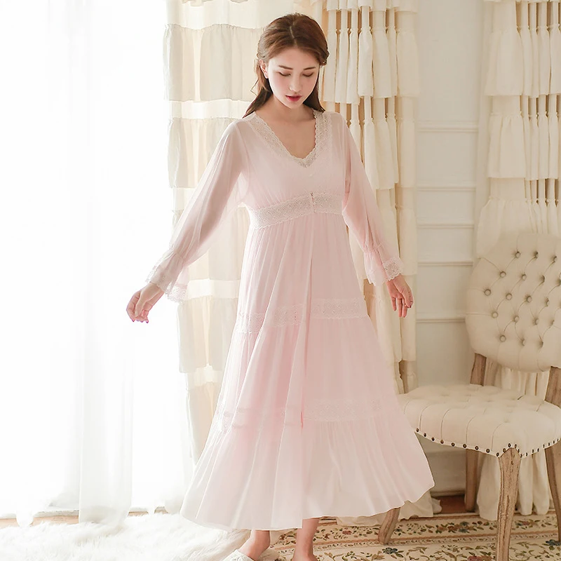 Женская ночная рубашка халат Vestido ночное белье платье для сна с длинным рукавом