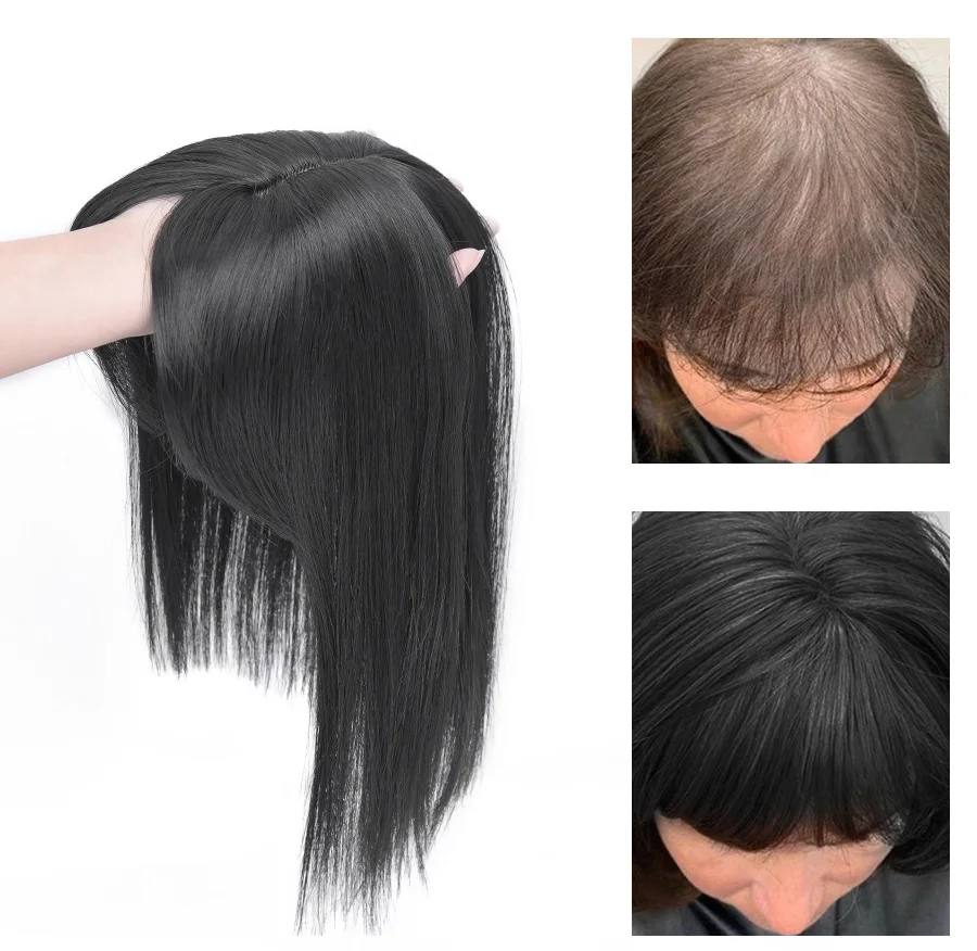 Synthetic New Woman Hair Clip In Hair Pieces With Bangs For Women Cover Thinning Hair and White Hair Hairpiece Synthetic On Hair