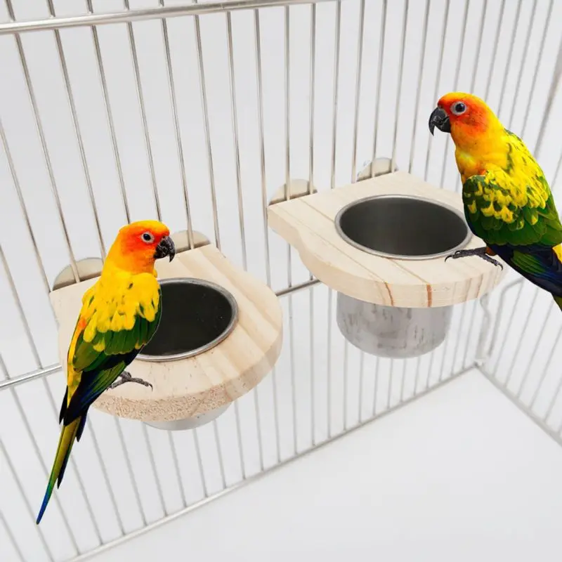 Птица Кормление чашки с зажимом попугая клетка подвесная миска из нержавеющей стали курятник блюдо