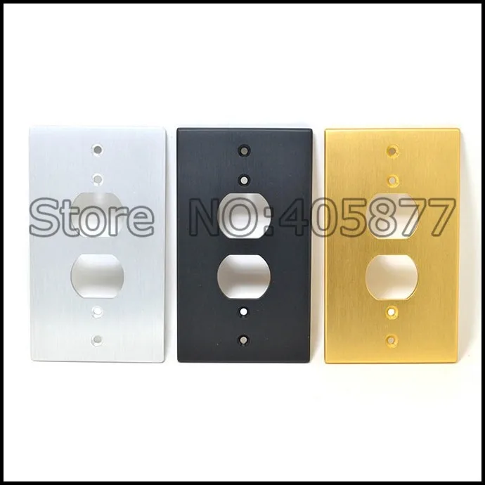 

New One AC Power Duple Receptacles Wall Outlet Cover Aluminum Panel Plate