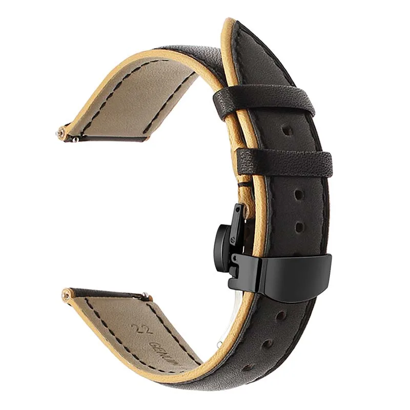 Двухцветный ремешок из натуральной кожи для samsung Galaxy Watch 46 мм/gear S3 Frontier классический ремешок для часов стальной ремешок с застежкой-бабочкой