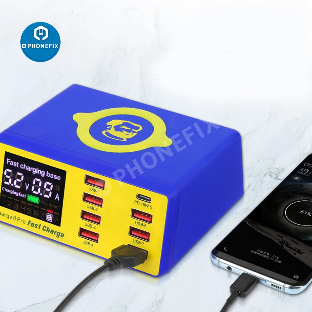 Mechanic 8 pro 포트 usb 스마트 충전 60W 빠른 무선 충전기 LED 디스플레이 iPhone 용 데스크탑 충전 스테이션  HUAWEI XIAOMI - AliExpress