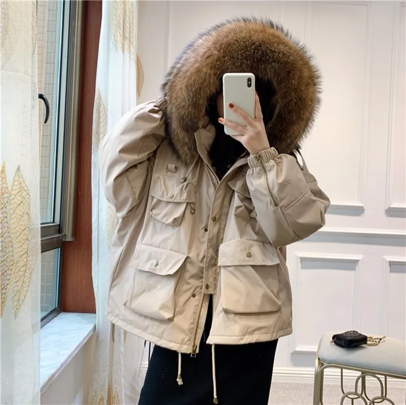 Женский пуховик с капюшоном Зимняя Толстая парка на 90% белом утином пуху