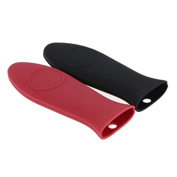 

Thick Silicone Insulation Non Slip Panhandle Pot Mitts Cover Kitchen Tool Black/Red Color Handles Knobs Covers Cookware Parts