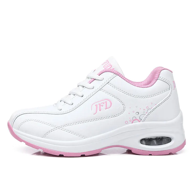 white pink Кожаные кроссовки из искусственной кожи женские мягкие воздухопроницаемые кроссовки белые черные демпфирующие Нескользящие женские кроссовки баскетбольные спортивные кроссовки для прогулок - Цвет: white pink