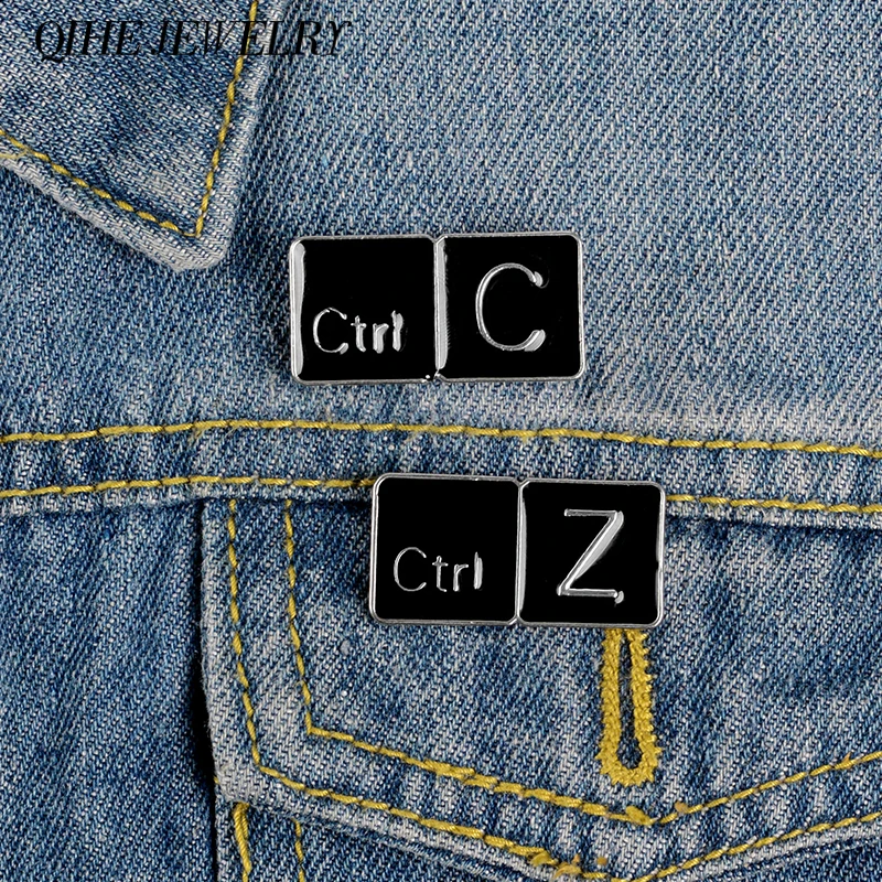 

QIHE JEWELRY Hot Key Enamel Pin Shortcut Keys Brooches Lapel pins Ctrl C Z Badge Clothes Bag PC Jewelry Gift Computer enthusiast