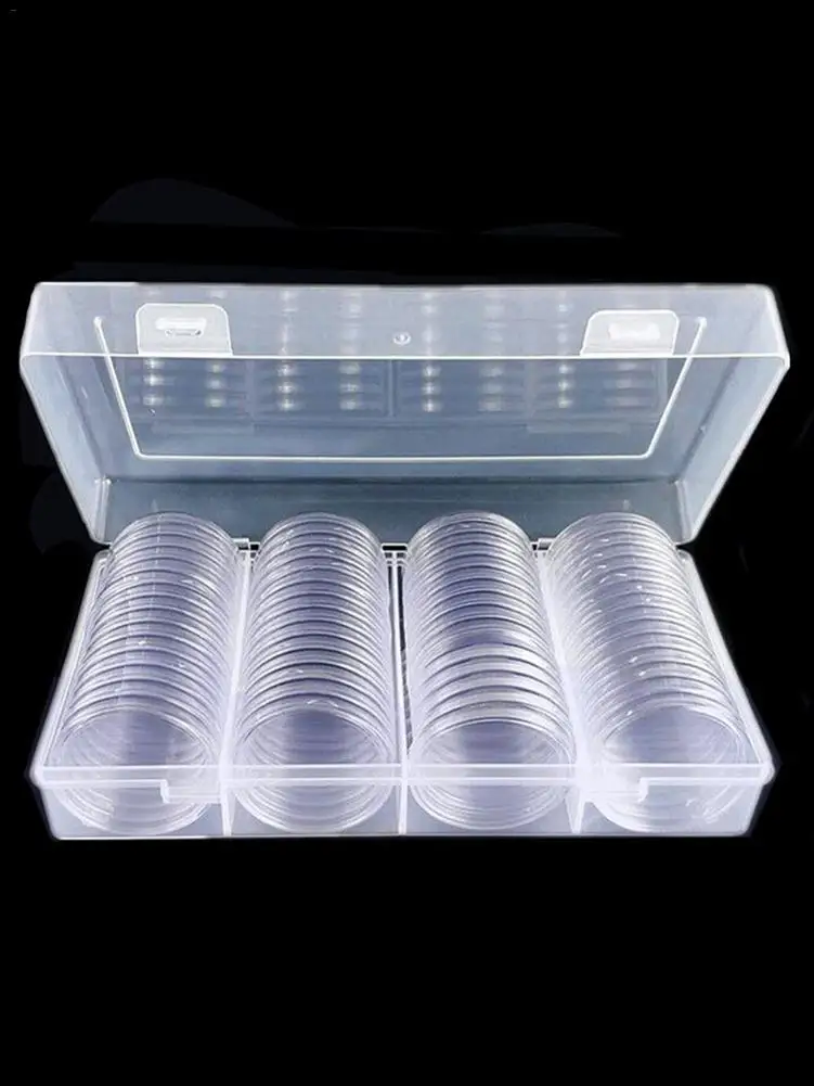 Coin Case 60 Pieces 40 mm Silver Eagles Coin Capsules Coin Holder Storage Container with Storage Organizer coin box#D0