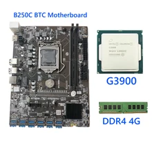 Maszyna górnicza płyta główna DDR4 pamięć CPU płyta górnicza B250C BTC 12x USB3.0 do PCI-E 16X płyta główna G3900 procesor CPU