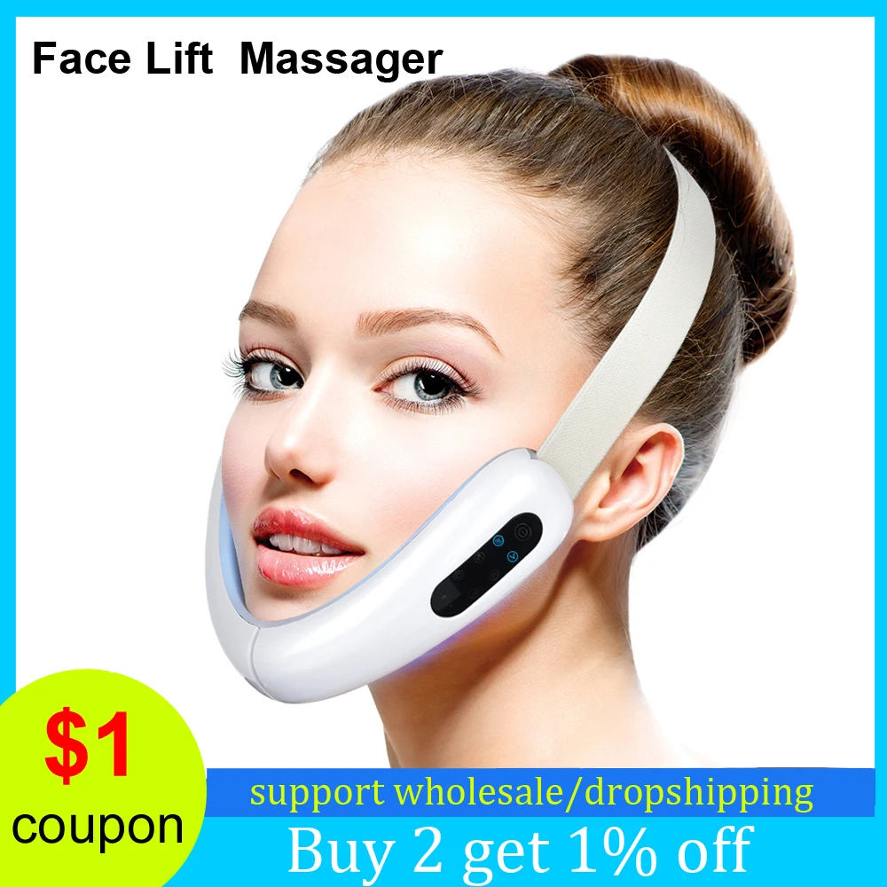 

EMS Microcurrent Vibration V Face Lift Massager Electric LED Photon Therapy Facial Lifting Slimming Device Skin Care Tool