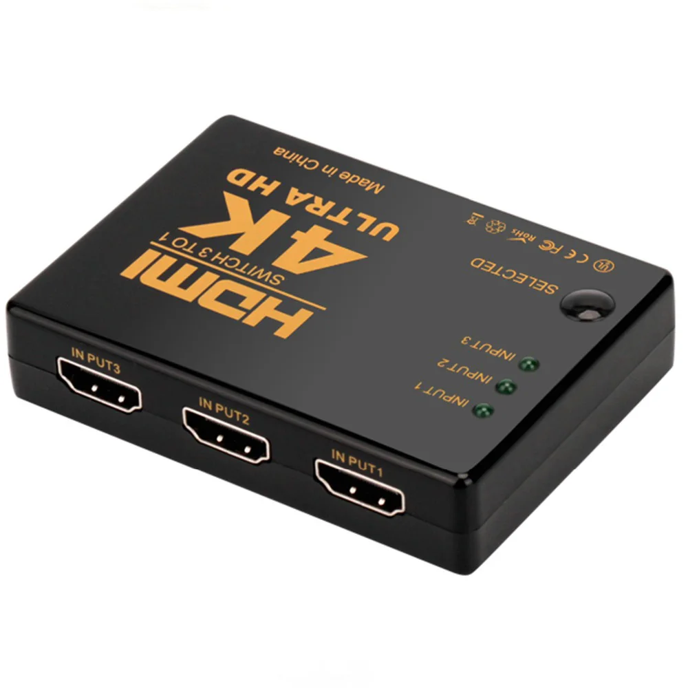 3D 1080p HDMI коммутатор сплиттер концентратор+ ИК пульт дистанционного управления 4K* 2K 3 вход 1 выход ручной переключатель дистанционного управления