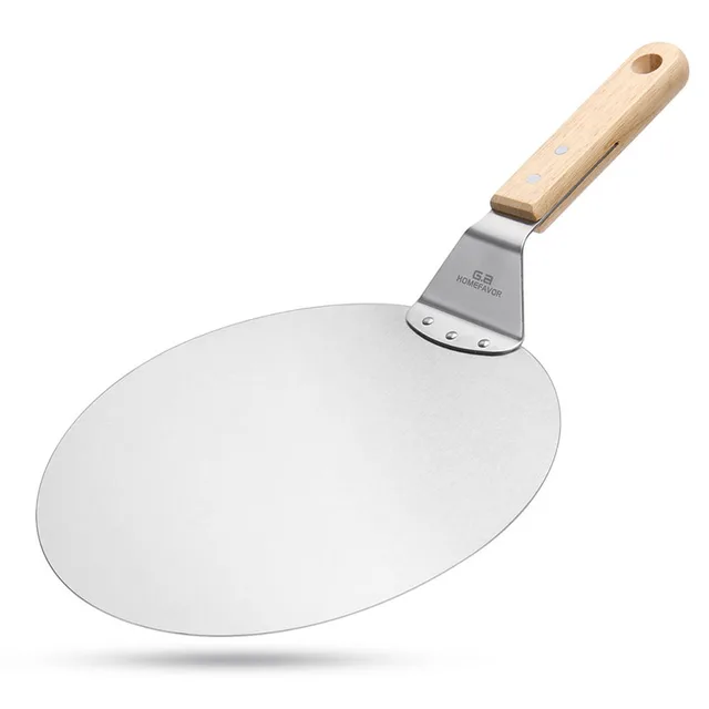 JICCH Pizza Paddle Stainless Steel Scraper Tools And Spatula With Riveted Smooth Wood Handle Fits For Teppanyaki Grills,Griddle,Blackstone Grill,Pizza Stone/Peel,Camp Chef Flat Top Grill And Other 