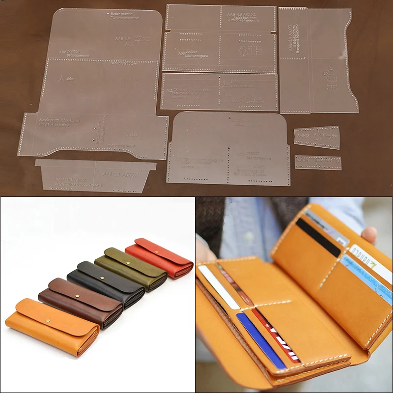 

1Set DIY Kraft Paper Template New Fashion Creativity Long Wallet Clutch Leather Craft Pattern DIY Stencil Sewing Pattern 20*9cm