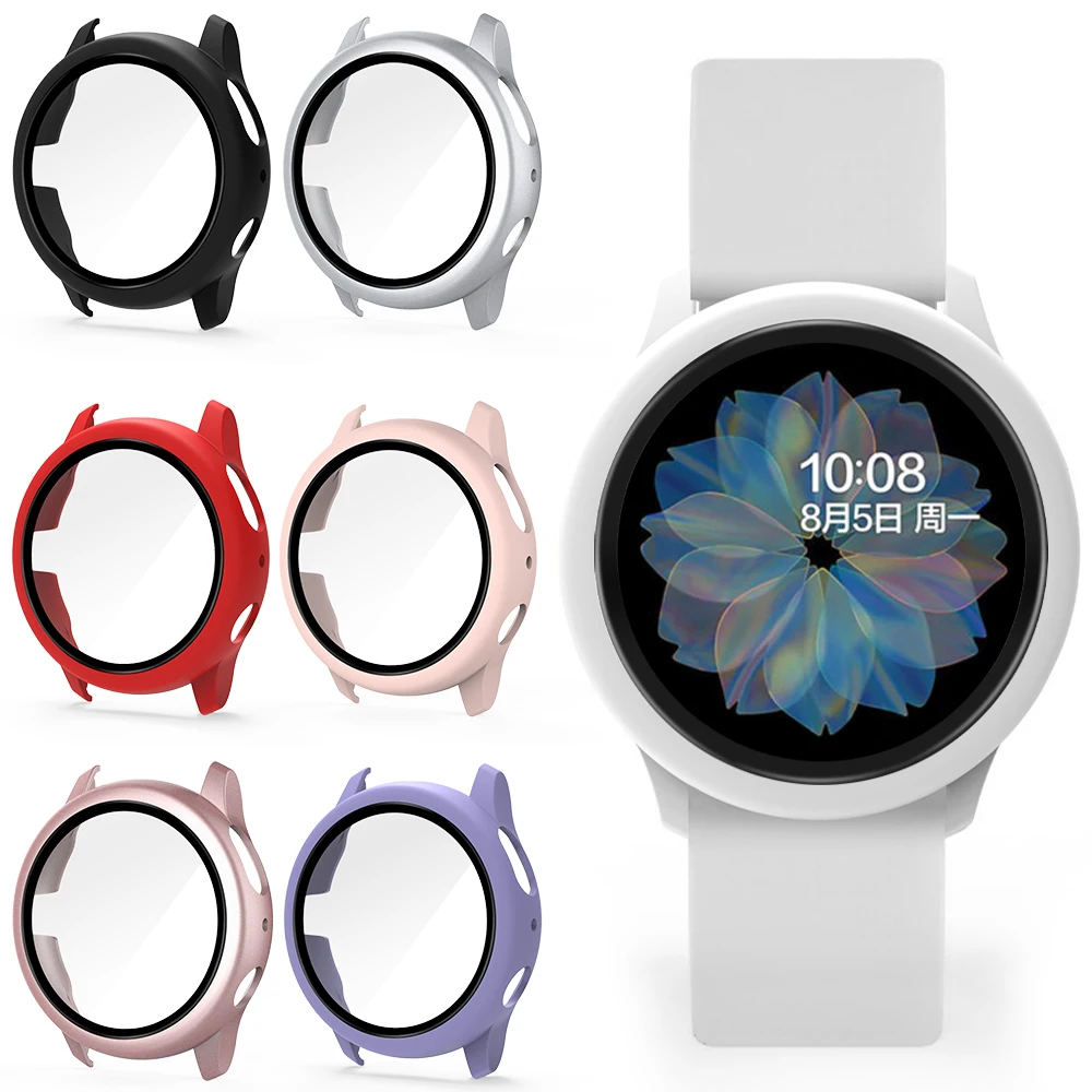 Case for Samsung Galaxy Watch Active 2 44mm 40mm Full Coverage Bumper Case with Tempered Glass Protective Cover Screen Protector
