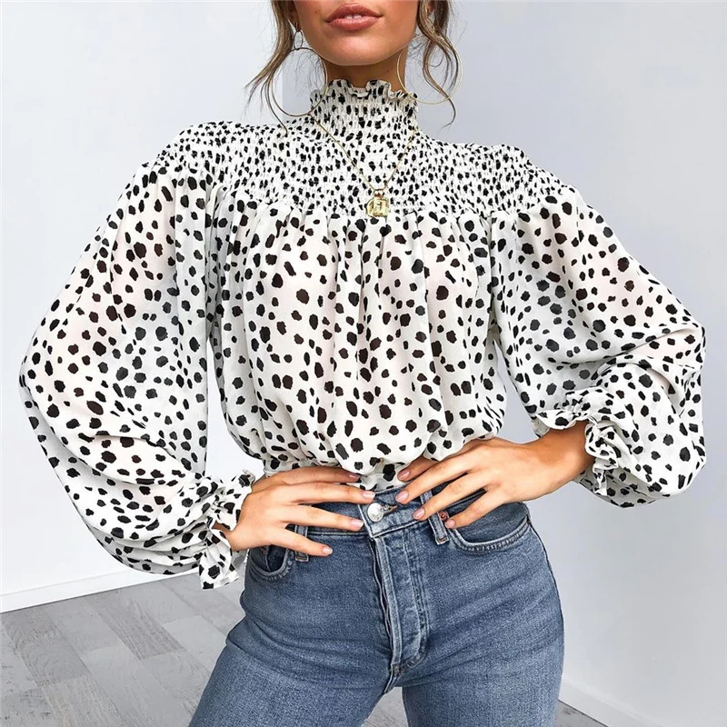 

Fashionable Flower Puff Sleeve Blouses For Women Boho Chiffon Blouse Office Lady Floral Printed Shirts Women Tunic Blusa Chemise