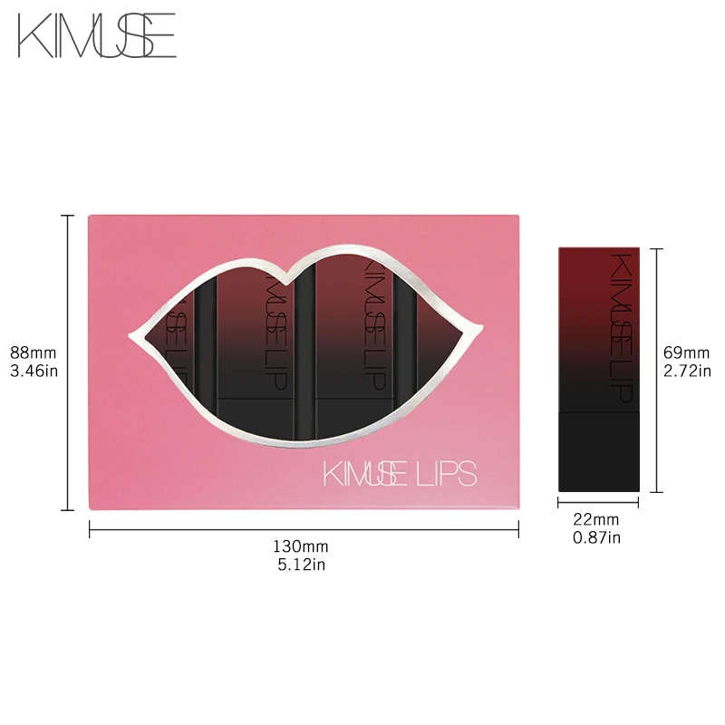 KIMUSE 4 шт./компл. Пигмент матовый Транс губная помада комплект матовый, Длительное Действие, Водонепроницаемый губная помада телесного цвета, с антипригарным покрытием чашки косметика для губ