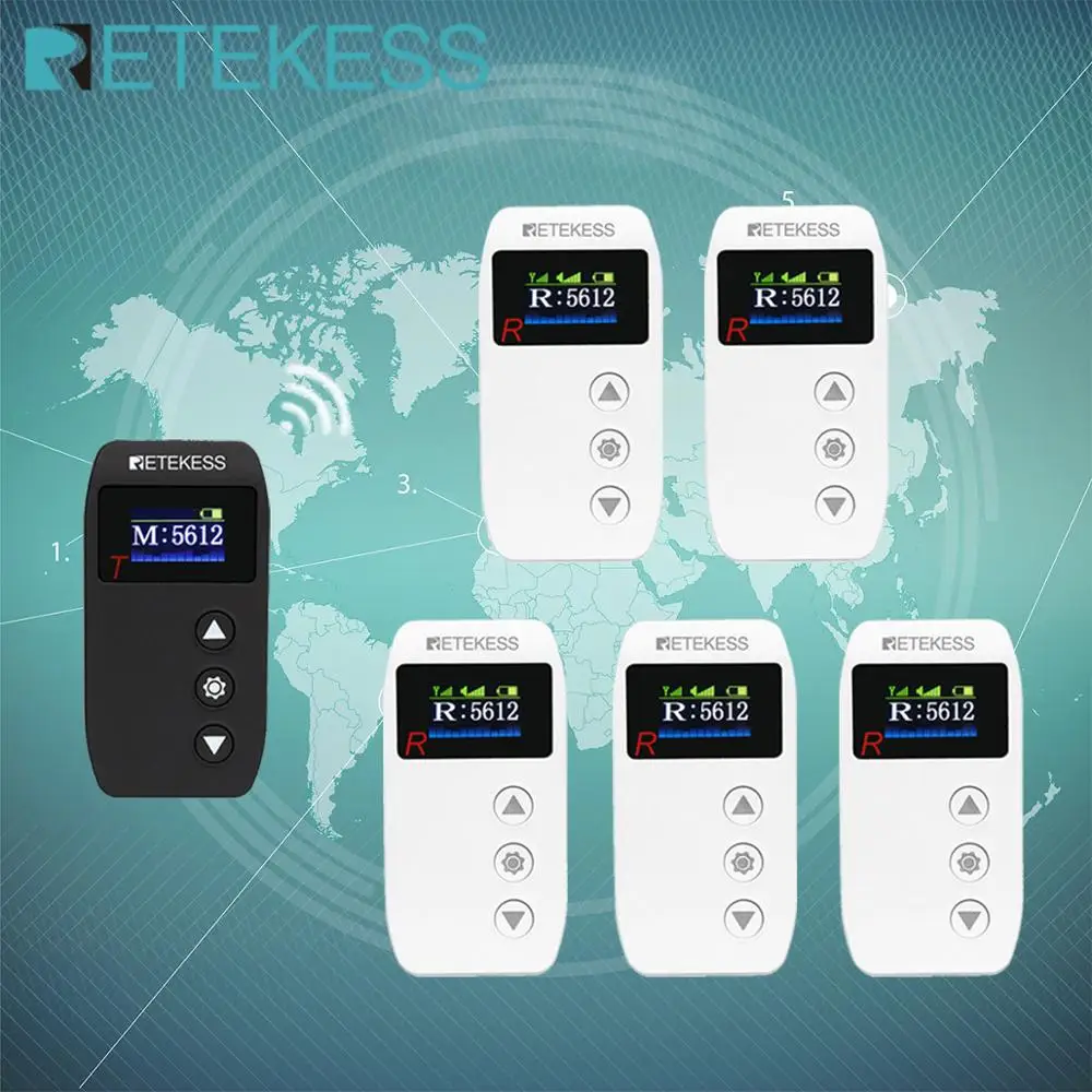 

RETEKESS TT110 2.4GHz Wireless Tour Guide System Magnetic Charging For Museum Government Conference Factory Training Logistics