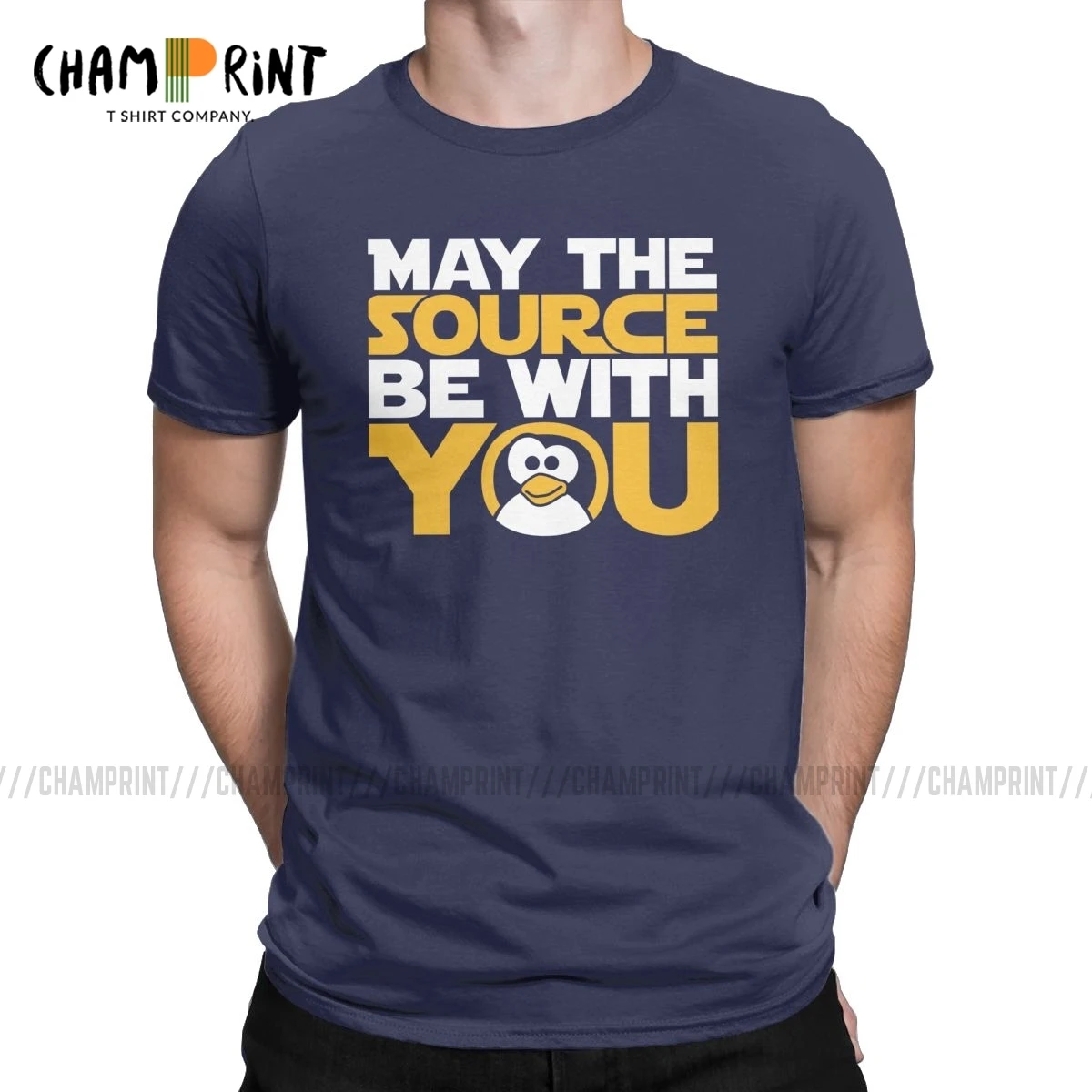 

May The Source Be With You Men T Shirt Arch Linux Tux T-Shirts Programmer Computer Developer Geek Nerd Tee Shirt Plus Size
