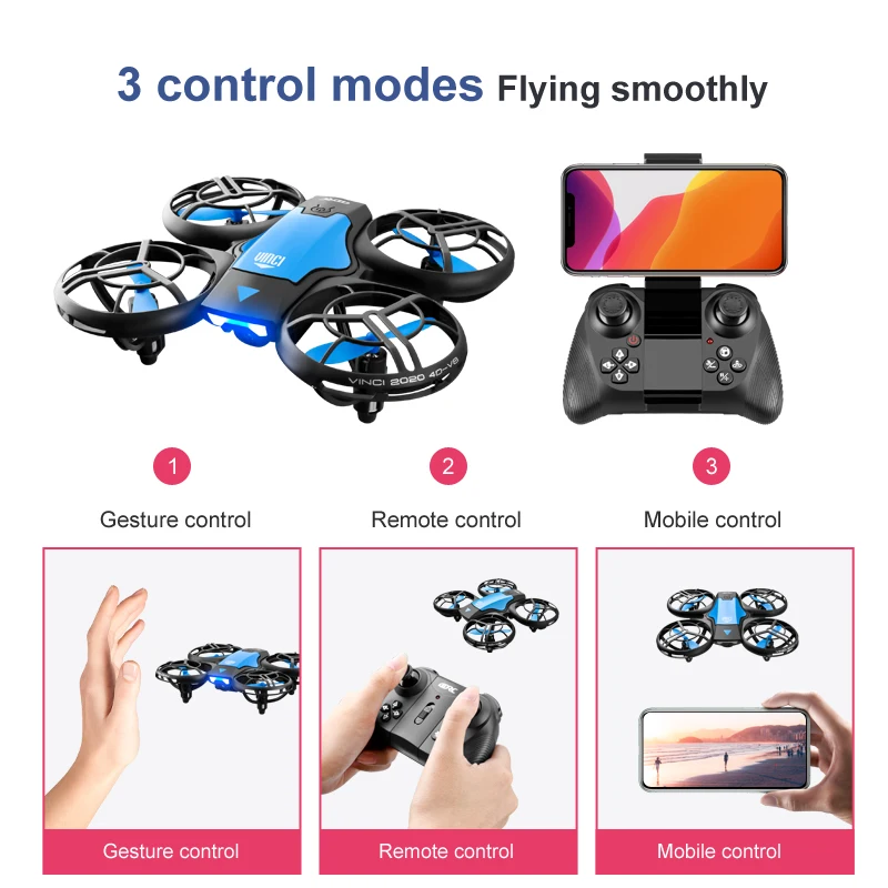 V8 Wholesale Induction Control RC Helicopters Toy Gift FPV VR Mini Drone 4k HD Aerial Photography Folding Quadcopter With Camera 4