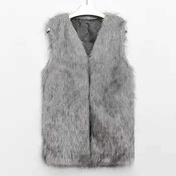 

Casual Women Solid Color Sleeveless Faux Fur Warm Slim Plus Size Waistcoat Vest easy to pair blouse and pants plus size