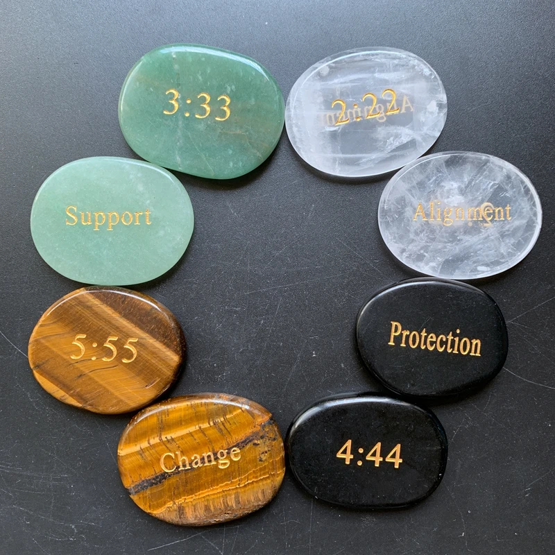 

Carved Lucky Numbers Spiritual Crystal Natural Palmstone Quartz Crystals Wish Stones Crafts 1pc